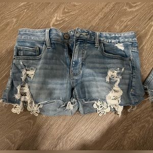 Express jean shorts - lace detail. Size 4